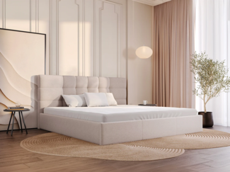Vente-unique - Bett mit Bettkasten - 200 x 200 cm - Stoff - Beige - ELIAVA von Pascal Morabito
