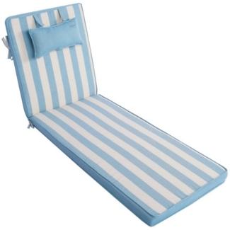 LILENO HOME Liegenauflage mit Kopfkissen perfekt für Strandliege, Sonnenliege Auflage, (1er Set), 1er Set Polster Auflage für Rollliegen in Blockstreifen Aqua