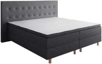 Best For You Boxspringbett Rio Barcelona Dunkelgrau 5-Zonen mit Visco Topper H3 First Class Bett in verschiedenen Größen 180x200