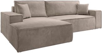 Selsey 'Farese New' Ecksofa mit Cordbezug, Schlaffunktion und Stauraum, Beige, links