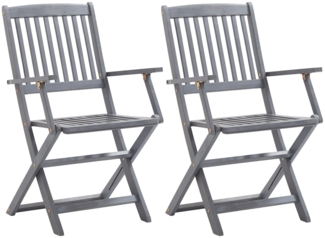 vidaXL Klappbare Gartenstühle 2 Stk. mit Sitzkissen Massivholz Akazie 3064489