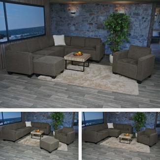 Modular Sofa-System Couch-Garnitur Lyon 6-2, Stoff/Textil ~ braun