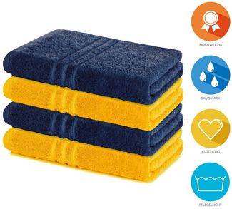 Lavea Duschtücher 4er Set Duschtuch 70 x 140 cm, Elena Frottee Handtücher, (Set, 4-St), Dusch-Handtuch, 500 g/m² Frottier, weich & saugstark, pflegeleicht