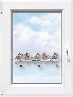 Stickereien Plauen Scheibengardine Weihnachtsmann (1 St), Stangendurchzug, halbtransparent, Fensterdekoration "Weihnachtsmann"