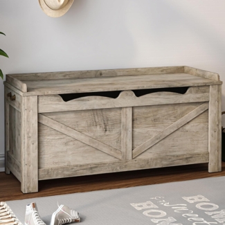 Schuhbank, Sitzbank mit Stauraum, Sitztruhe, 2 Stabilen Scharnieren, Aufbewahrungsschrank, 40 x 100 x 48 cm für Flur, Wohnzimmer, X Stabiler Rahmen mit Überdachung, Helles Elfenbein