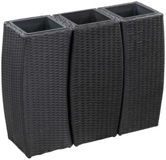 vidaXL Garten-Hochbeete 3-tlg. Poly Rattan Schwarz 46939