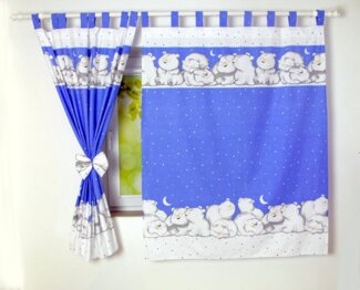 BABYLUX Kinderzimmer VORHANGE mit Schlaufen Kinder und Baby Gardinen 2 x 120 x 160 cm (85. Eisbär Blau)