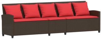 vidaXL Gartensofa 5-Sitzer mit Kissen Braun Poly Rattan 4104119