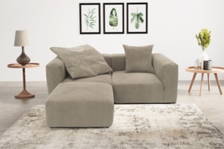 DOMO. collection Ecksofa 800011, kleine Modul-Couch in L-Form, individuell kombinierbar, Cord Sofa, Polsterecke, Eckcouch, Polstergarnitur 216 x 193 x 69 (BxTxH), schlamm