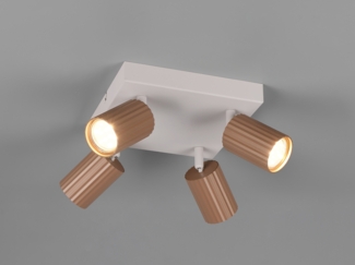 Deckenstrahler SOKA 4-flammig aus Metall Hellgrau & Coffee, Quadrat 20cm