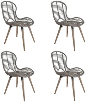 vidaXL Esszimmerstühle 4 Stk. Braun Natürliches Rattan 246854