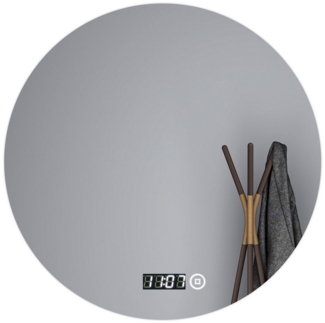 WDWRITTI Spiegel Rund Led 60 cm Badspiegel Led Touch Uhr Rundspiegel mit Beleuchtung (Rundspiegel, Helligkeit dimmbar, 3Lichtfarben), Speicherfunktion, IP44