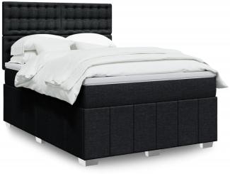 vidaXL Boxspringbett mit Matratze Schwarz 140x190 cm Stoff 3291679