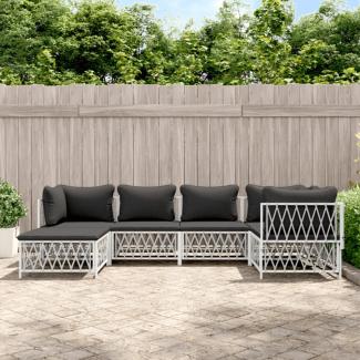 vidaXL 6-tlg. Garten-Lounge-Set mit Kissen Weiß Stahl