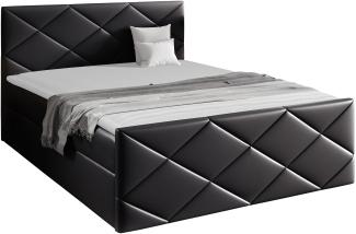 Mirjan24 Boxspringbett Alpiry, Schwarz, 120x200 cm, Kunstleder