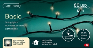 Kaemingk LED-Lichterkette LED Basic-Beleuchtung Outdoor L. 600cm 80L schwarz/warmes weiss
