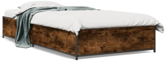 vidaXL Bettgestell Räuchereiche 100x200 cm Holzwerkstoff und Metall 845108