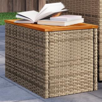 vidaXL Garten-Beistelltische 2 Stk. Beige 55x34x37 cm Poly Rattan Holz 366069