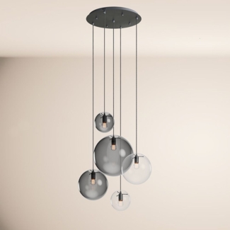 s.luce Orb 5-flammige Galerielampe Modular Rauch, Klar