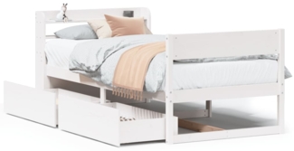 vidaXL Massivholzbett ohne Matratze Weiß 90x200 cm Kiefernholz 3307132