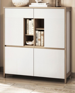 Highboard Finnes in weiß und Eiche 111x125 cm