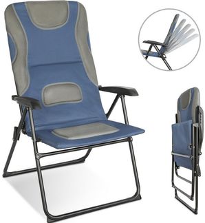 HOMECALL Gartenstuhl Hochlehner Campingstuhl Klappstühle Gepolstert Faltstuhl Balkonstuhl (Anglerstuhl, 1 St), mit 5-Fach Verstellbare lehne, für Camp Garten Balkon, Belastbar 150KG