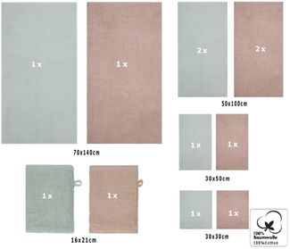 Betz Handtuch Set 12 TLG. Handtuch Set BERLIN Farbe Jade - Cappuccino, 100% Baumwolle (12 Teile, 12-St)