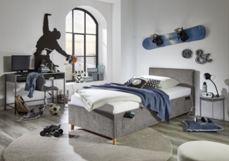 Polsterbett >Fun< Liegefläche 90x200cm, City Grau, Stellmaß: 103x90x215cm (BxHxT)