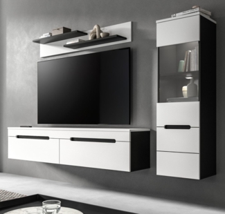 Wohnwand Cooper in weiß und grau 221 cm