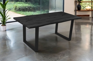 SAM® Esstisch Thoran, Holz-Optik Grau, U-Metallgestell, Baumkante