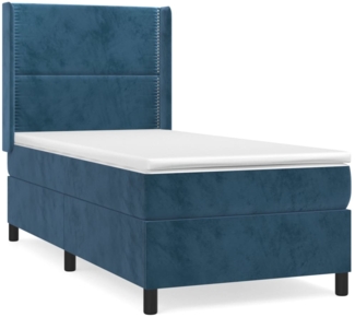vidaXL Boxspringbett mit Matratze Dunkelblau 90x200 cm Samt 3132601