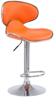 TPFLiving Barhocker Las-Palmas (mit hoher Rückenlehne - höhenverstellbar - Hocker für Theke & Küche), 360° drehbar - Gestell: Metall chrom - Sitzfläche: Kunstleder Orange