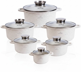 Zilner Topf-Set Beige Kochtöpfe – Stilvolles Design & Premium-Qualität, Aluminiumguss, Aluminium (Erleben Sie Kochen auf höchstem Niveau – entscheiden Sie sich für unsere beigen, marmorierten Töpfe und bringen Sie Eleganz, Gesundheit und Genuss in Ihre...