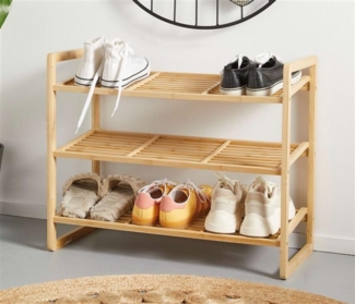 Schuhregal "Natural" aus Bambus, natur, 3 Ebenen für bis zu 9 Paar Schuhe, Schuhablage, Schuhaufbewahrung