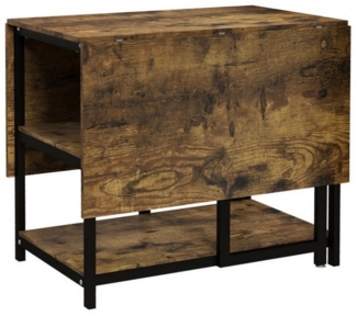 BBWL Klapptisch Klapptisch mit Rollen 140x80 cm,ausziehbarer Esstisch für 2–6 Personen (mit 2 Ablagen & klappbaren Tischplatten, robuster Stahlrahmen, verstellbare Füße, platzsparender Küchentisch mit Stauraum, melaminbeschichtet & pflegeleicht, ideal ...