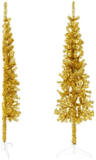 vidaXL Künstlicher Halb-Weihnachtsbaum mit Ständer Schlank Gold 120 cm 344589