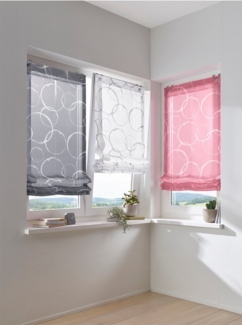 Rollo Raffrollo, heine, halbtransparent, Ösen mit Fensterhaken