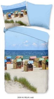 Pure Microfaser Bettwäsche 2 teilig Bettbezug 135x200 cm Kissenbezug 80x80 cm Relax Multi