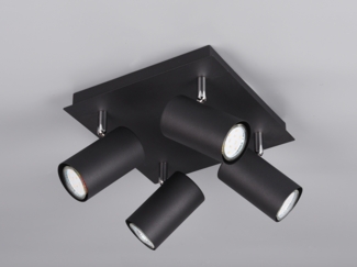 LED Deckenstrahler Schwarz 4-flammig, Quadrat 24cm