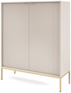 Selsey Highboard VELLORE, 2-türig mit 6 Fächern, goldenem Gestell, 125 cm hoch
