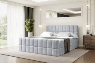 ALTDECOR Boxbett MIAMI-Z (Multipocket-Matratze H4, H3 Matratze Bonellfederung, Topper, Kopfteil), Doppelbett mit Fußteil