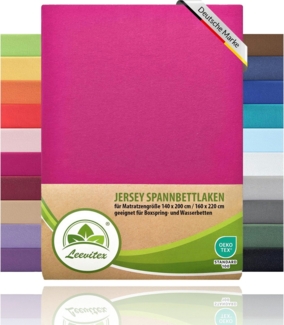 leevitex® Spannbettlaken Premium 170g/m², Gummizug: rundum, schwer und dick, 100% Jersey-Baumwolle, auch Boxspringbett geeignet