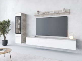 INOSIGN Wohnwand VERA I, Vitrinen Türanschlag links/rechts wechselbar, (Komplett-Set, 3-St), Vitrine mit Verglasung, stehend und hängend, Türanschlag wechselbar