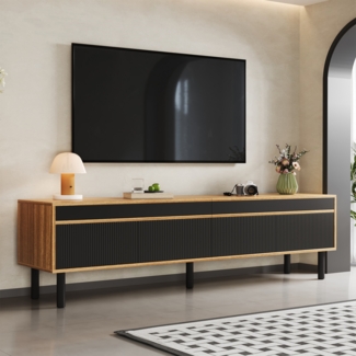TV-Schrank, TV-St?nder, TV-Panel, dreitriger Unterschrank. Feine Textur. Erh?ltlich in Schwarz und Naturholz. H?he 47 cm / L?nge 170 cm / Breite 38 cm