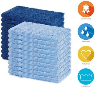 Lavea Waschhandschuh 20er Set Waschhandschuhe, 15 x 21 cm, Elena-Frottierserie, Waschlappen, (20-St), 500 g/m² Frottier, weich & saugstark, pflegeleicht