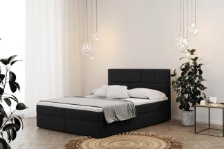 Boxspringbett Schlafzimmerbett CALVIN 160x220cm in Stoff Matt Velvet Schwarz