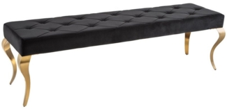 riess-ambiente Sitzbank MODERN BAROCK 175cm schwarz / gold (Einzelartikel, 1-St), Esszimmer · Samt · Edelstahl · Schlafzimmer · Flur · Design