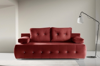 WERK2 Schlafsofa Monaco Design Bettsofa, pflegeleichter Samtoptik Bezug, Breite 205cm, 2-Sitzer Schlafcouch mit Bettkasten & funkelnden Ziersteinchen
