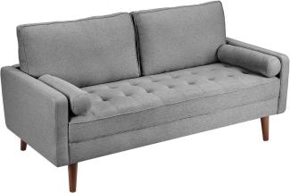 Vesgantti Sofa 2 Sitzer Sofa, Leinenstoff Couch 2 Wurfkissen m. Armlehne 177x77x84cm