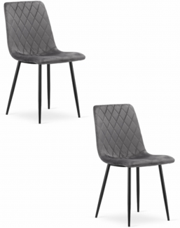 Valora TURIN Stuhl, dunkelgrauer Samt, ergonomisches Design, 2 Stück